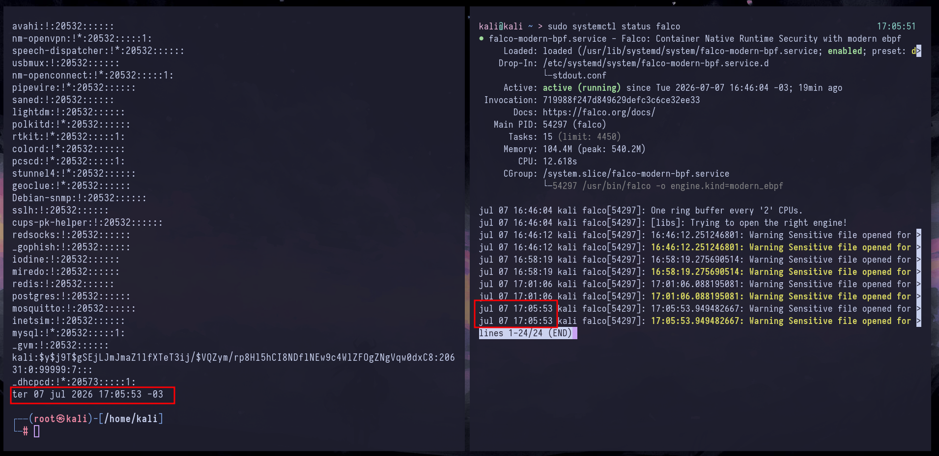 Falco detecting again after restore