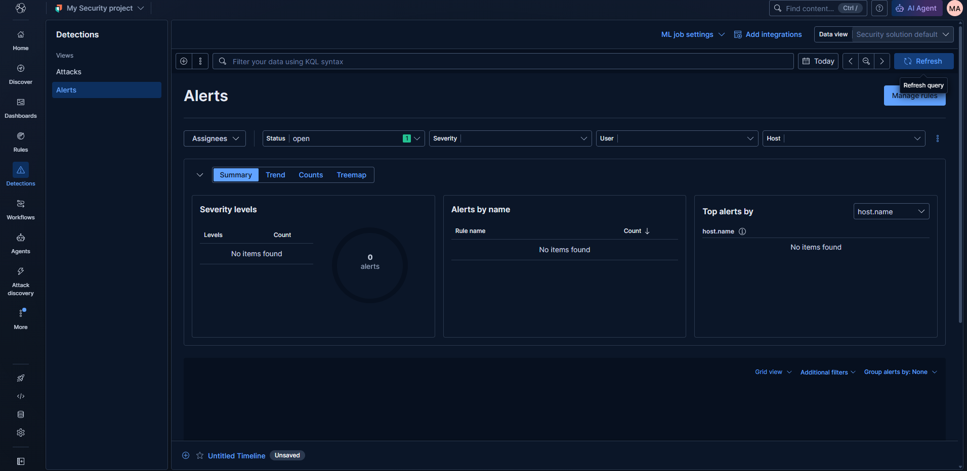 Elastic Security, 0 fileless detections