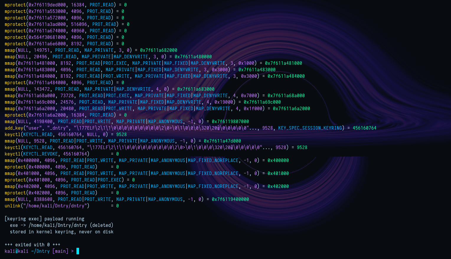 strace output